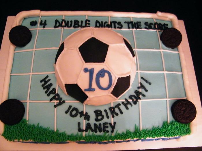 Soccer themed birthday cake