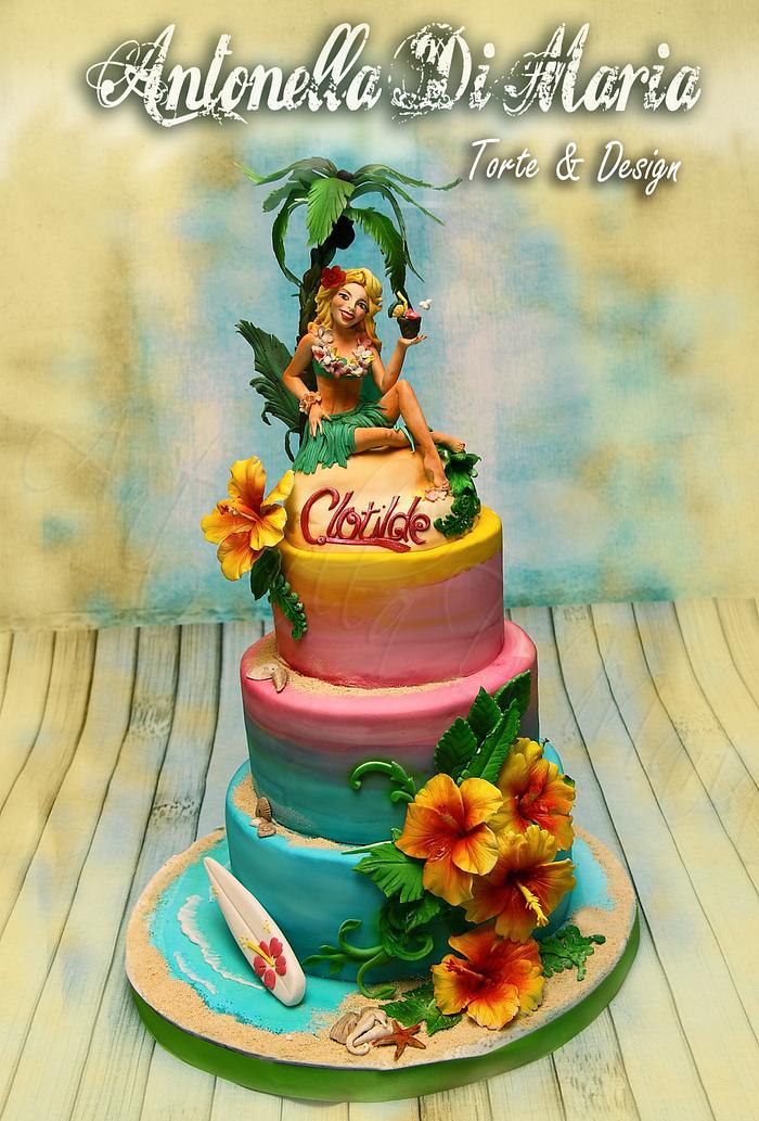 Hawaiian Tropical Wedding Party Flamingo Pineapple Aloha Letter Cake  Toppers Summer Birthday Party Decorating Cupcake Topper