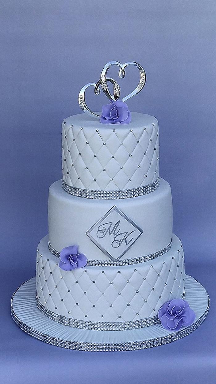 White and Silver wedding cake