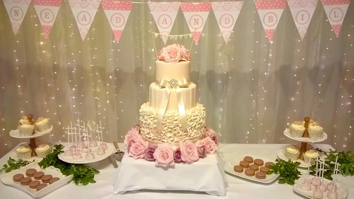 Ruffles and Roses cake table