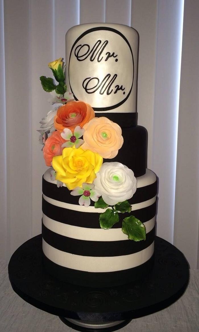 Black and white Wedding cake