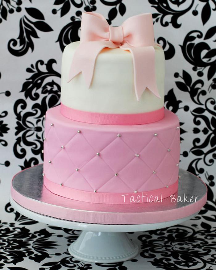 pink quilted fondant cake
