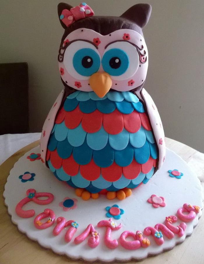 Owl 3D cake, cookies and cupcakes