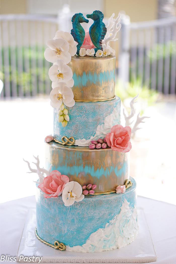 Oceanside Wedding Cake
