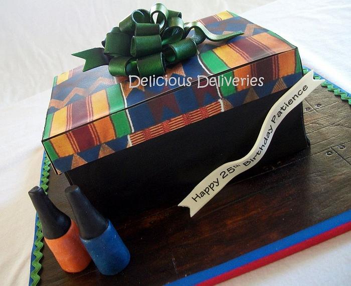 Kente Cloth Gift Box Cake