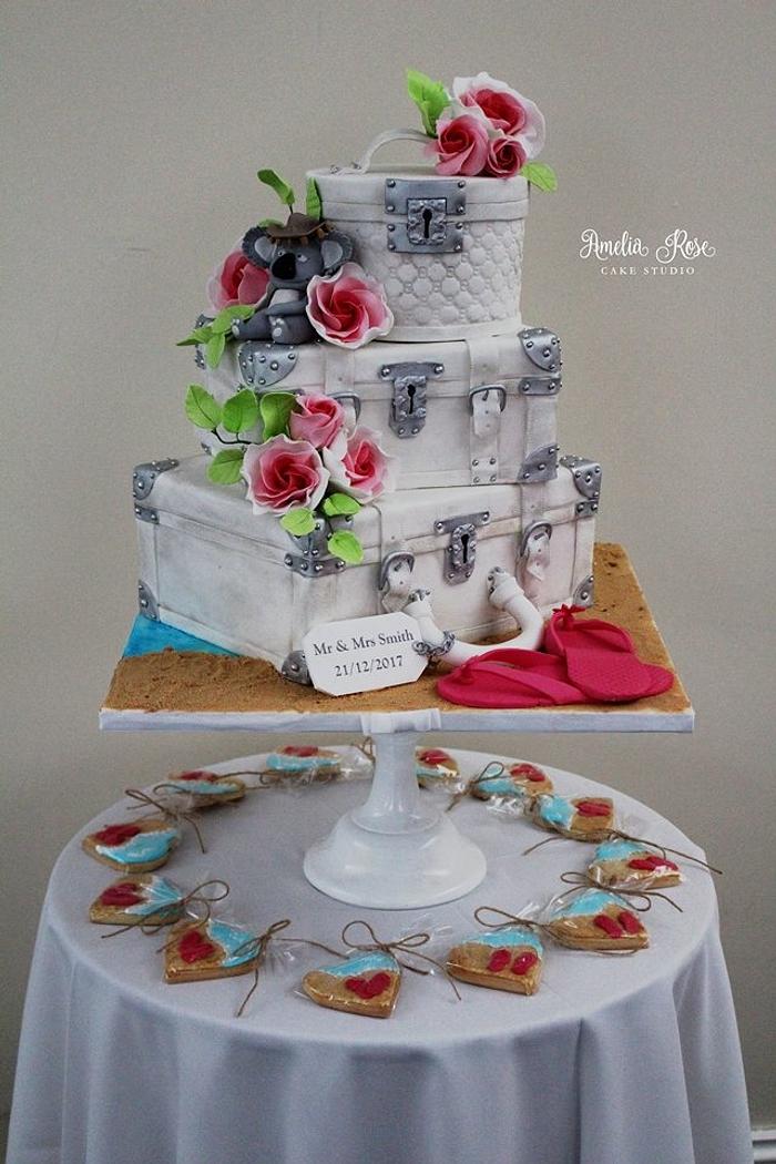 Suitcase wedding cake