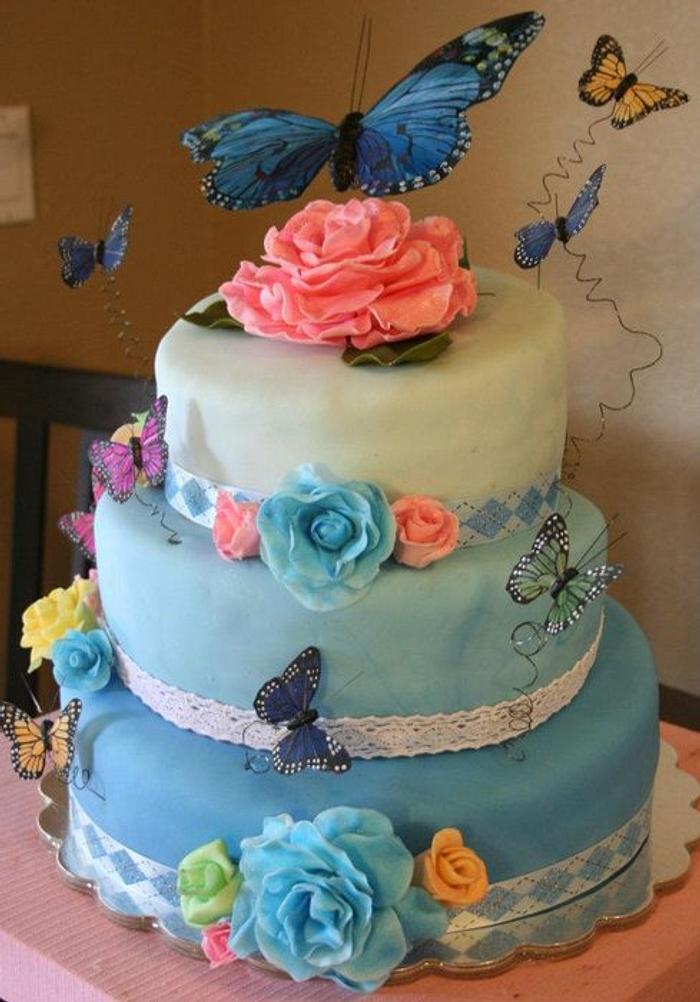 Topsy Turvy butterfly birthday cake.
