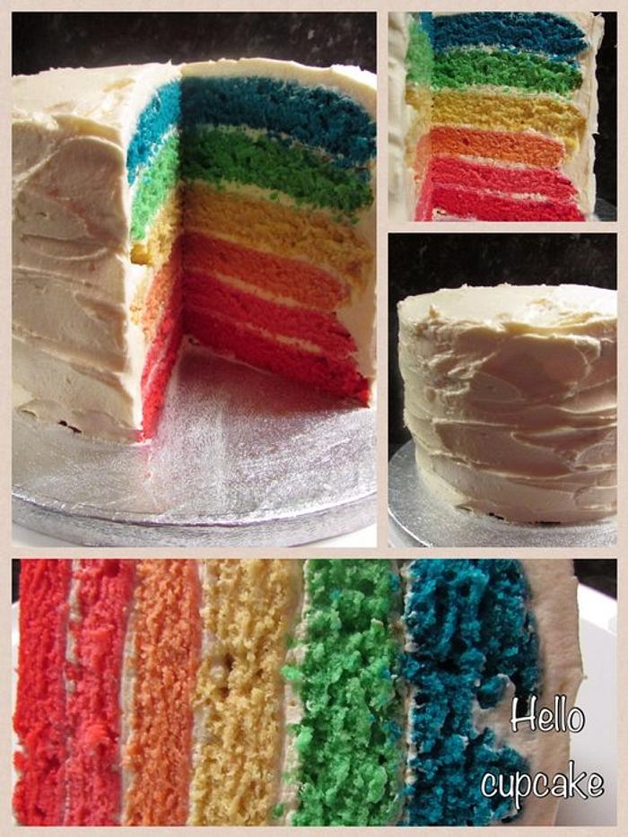 Rainbow cake 1st attempt :)