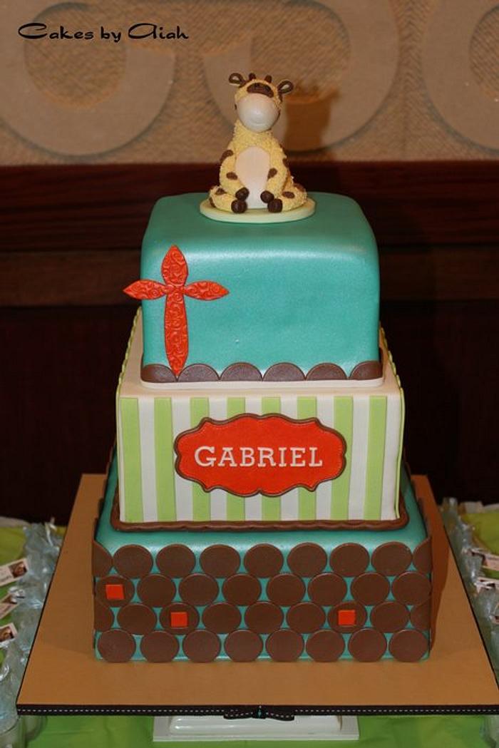 Giraffe Baptism cake