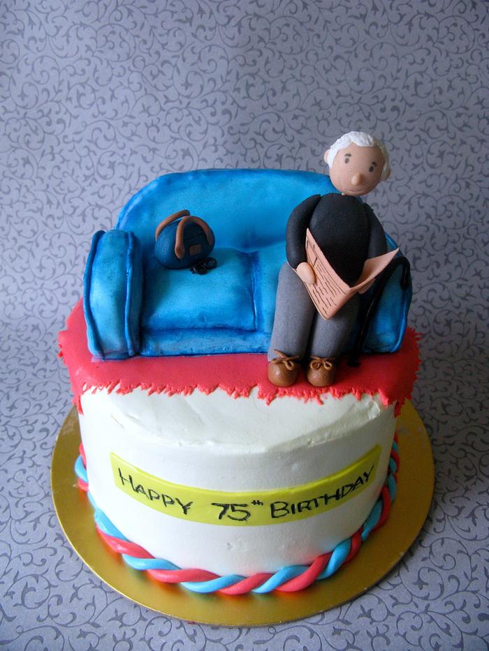 75 Year Old Birthday Cake Button | Zazzle