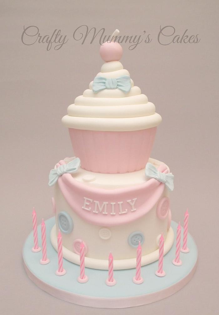 Giant cupcake birthday cake
