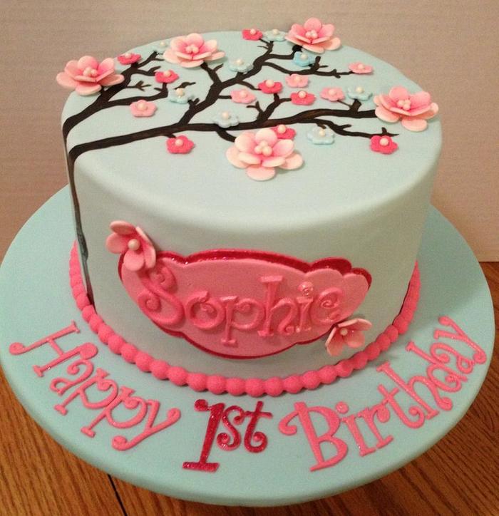 Cherry Blossom Birthday Cake