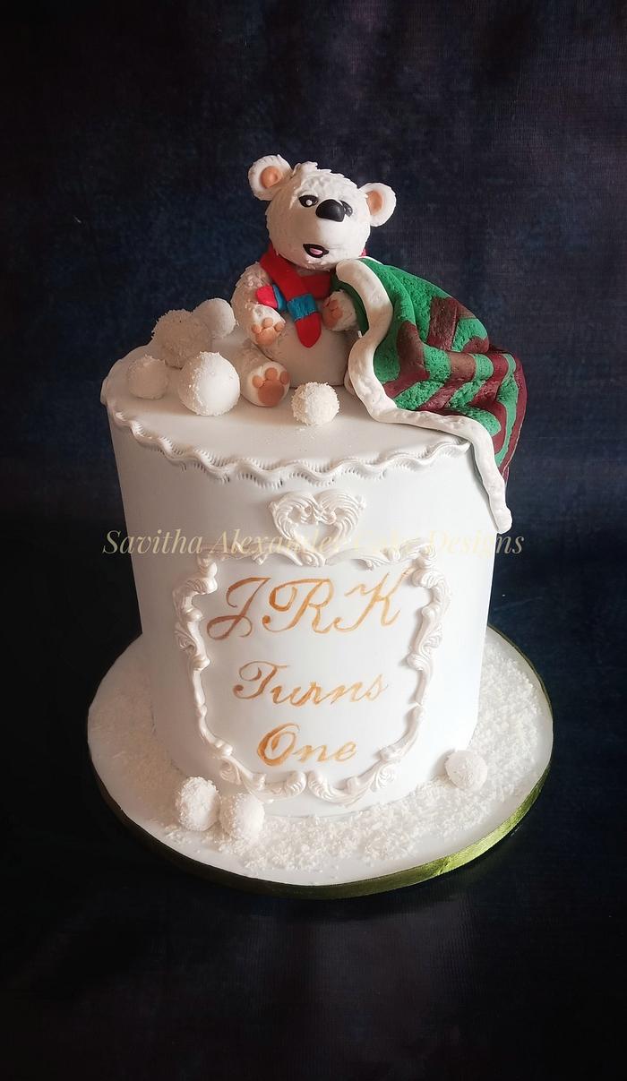 Polar bear 1st birthday cake