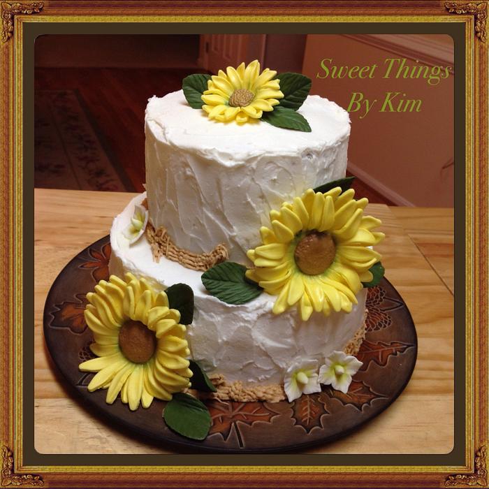 Sunflowers rustic cake 