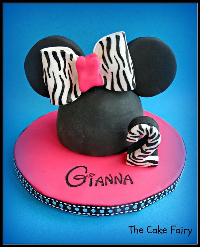 Minnie Zebra cake topper!