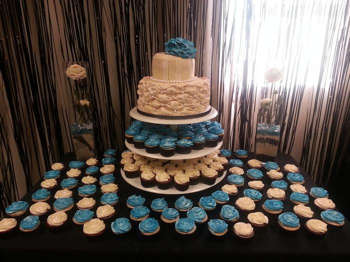 My first wedding cake and cupcakes