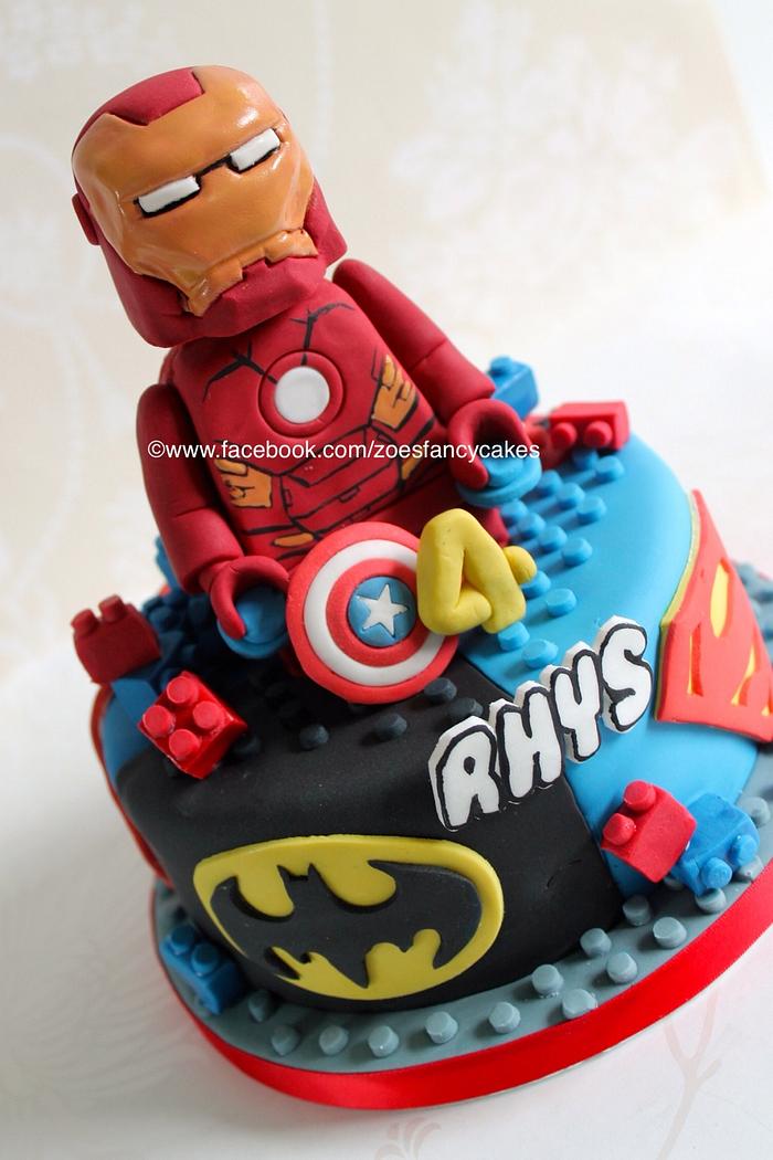 Lego superhero cake
