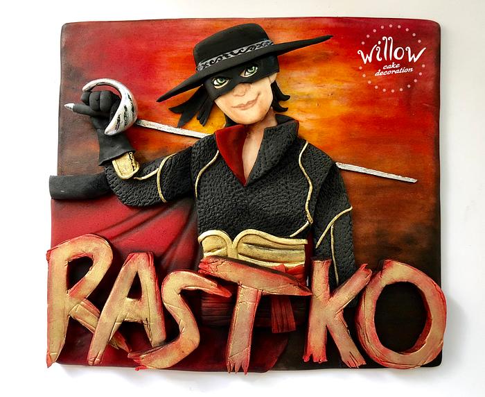 Zorro, 2D fondant cake decoration