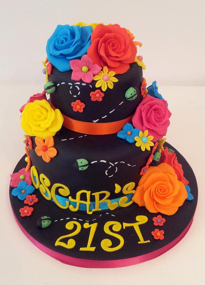 Colourful 21st Birthday Cake
