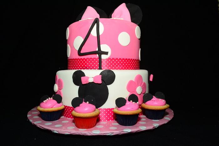 minnie cake and cupcakes