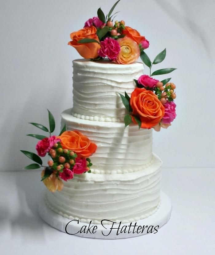 Textured Buttercream with fresh flowers