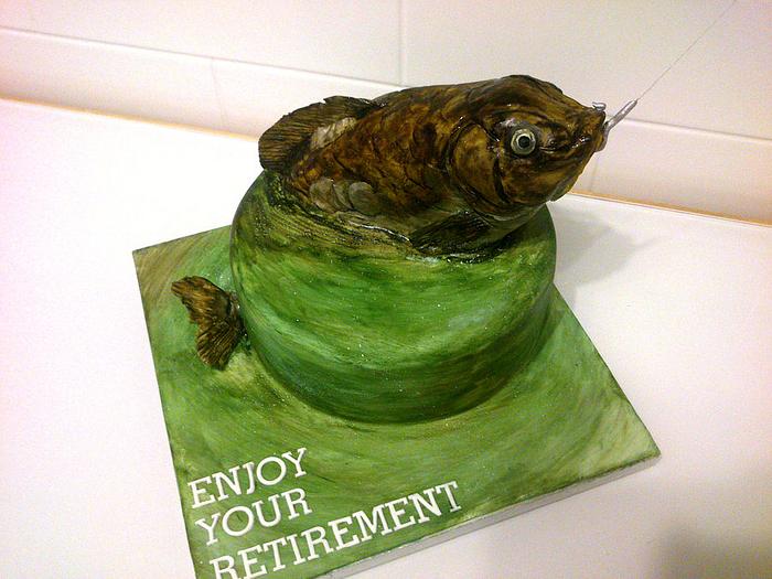 Carp fishing retirement cake.