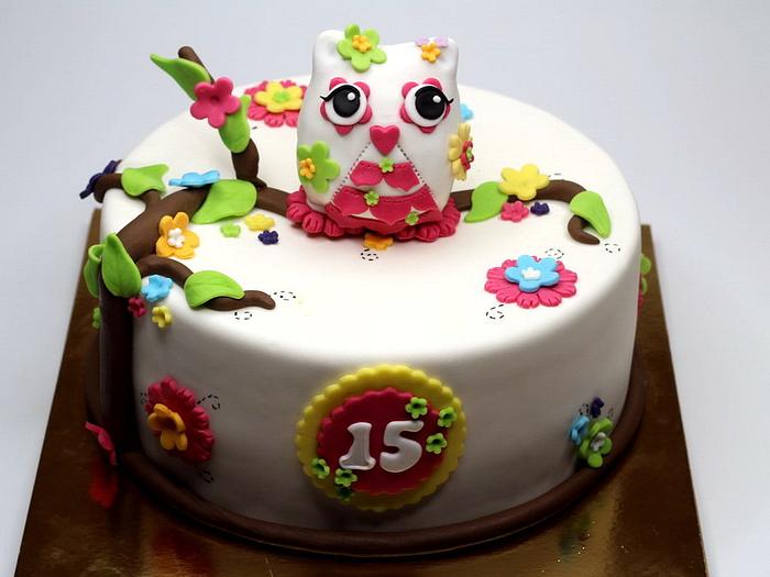Birthday Cake with Owl