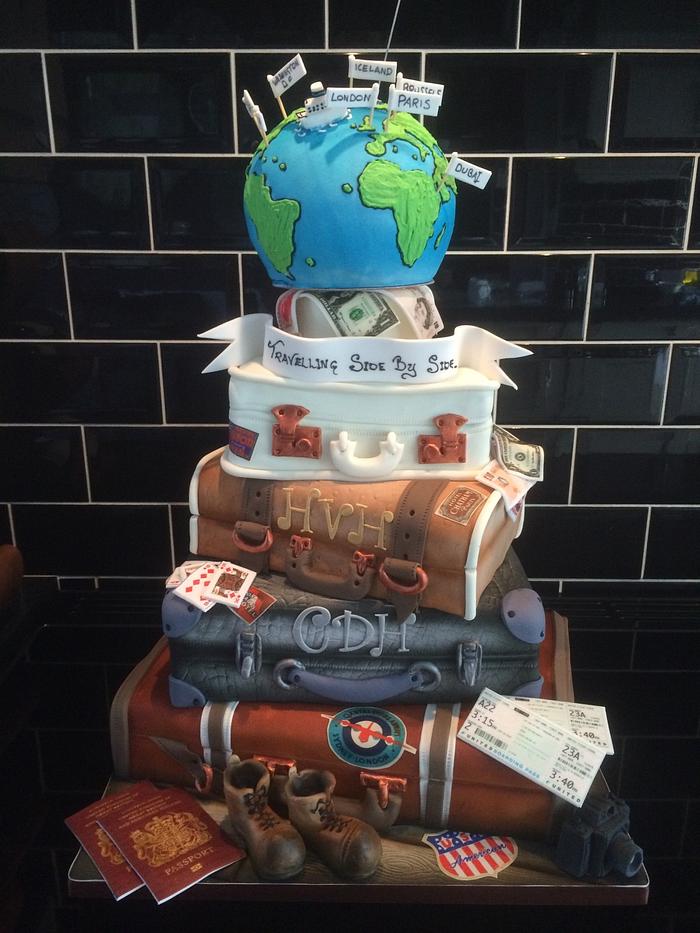 Travel suitcase wedding cake 