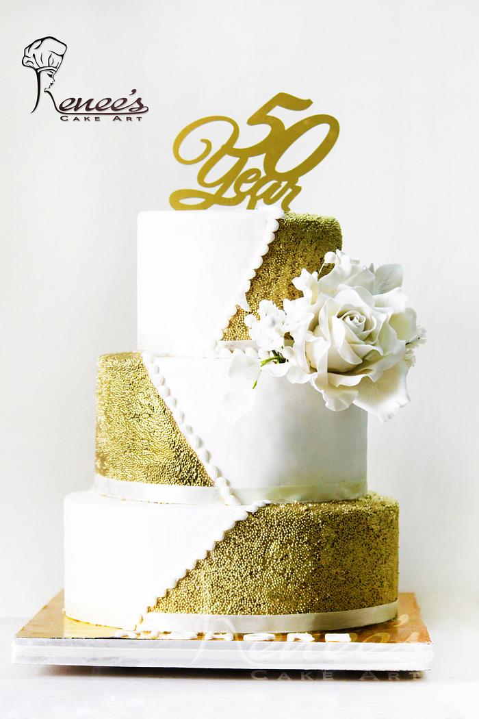 White & Gold Cake (Vegan)