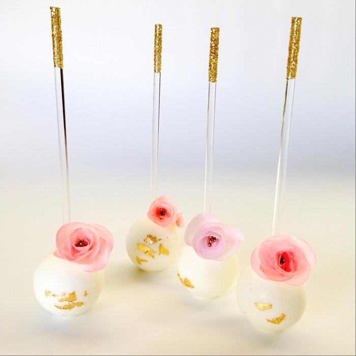 Gold leaf and wafer flowers 