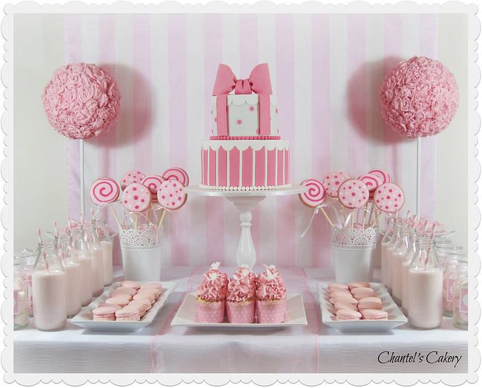 Pink and white birthday party