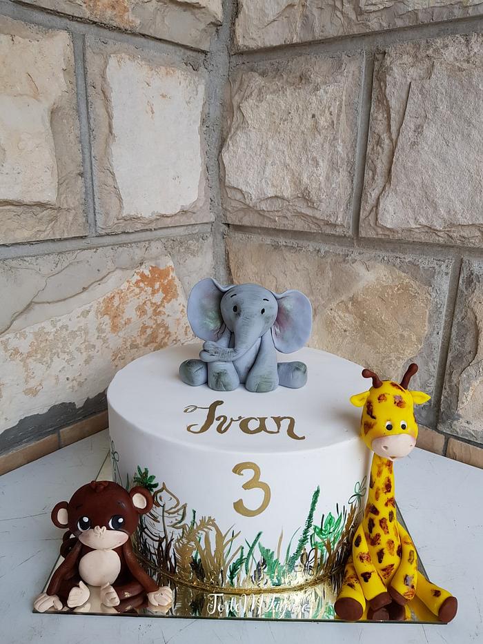 Fondant safari bday cake