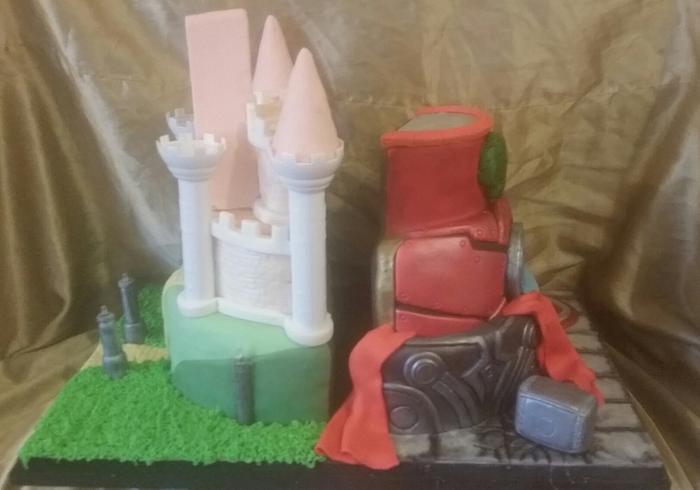 split avengers and castle cake