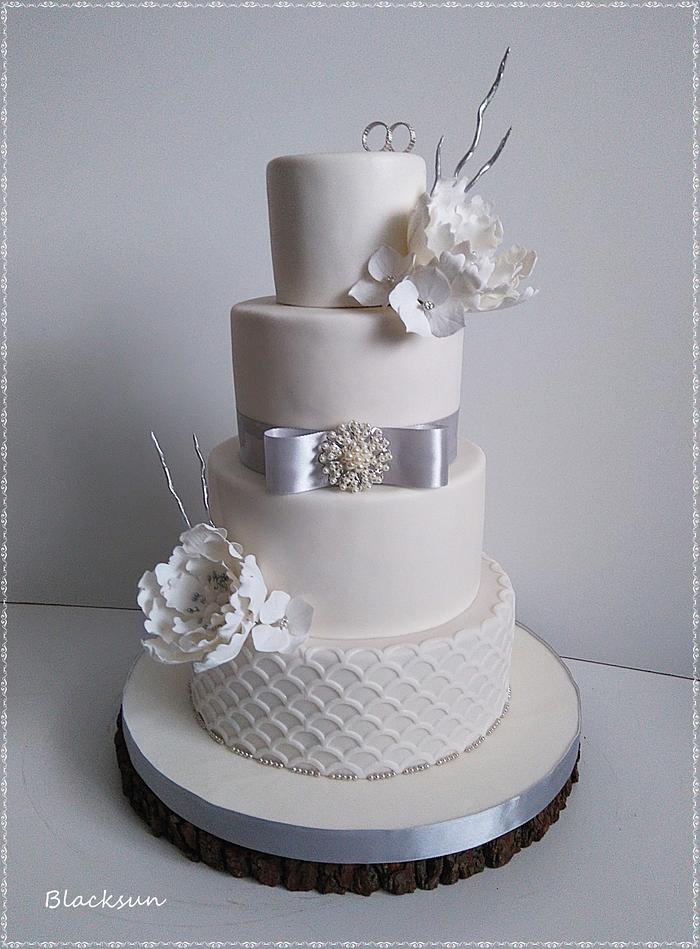 Elegant Rustic Silver Wedding Cake - I Scream for Buttercream