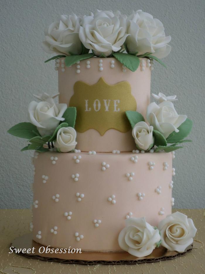 Gold, Love Plaque Cake