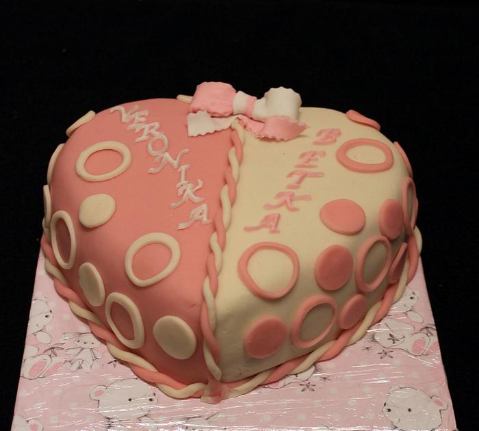 simple pink a white cake