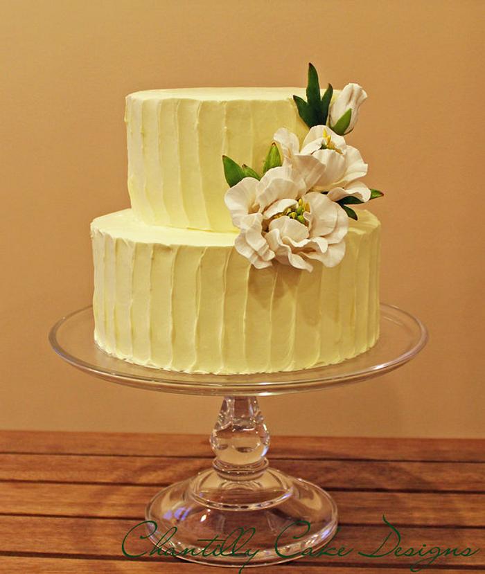Textured buttercream cake for a wedding anniversary