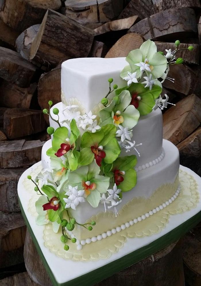 Green orchids cake.