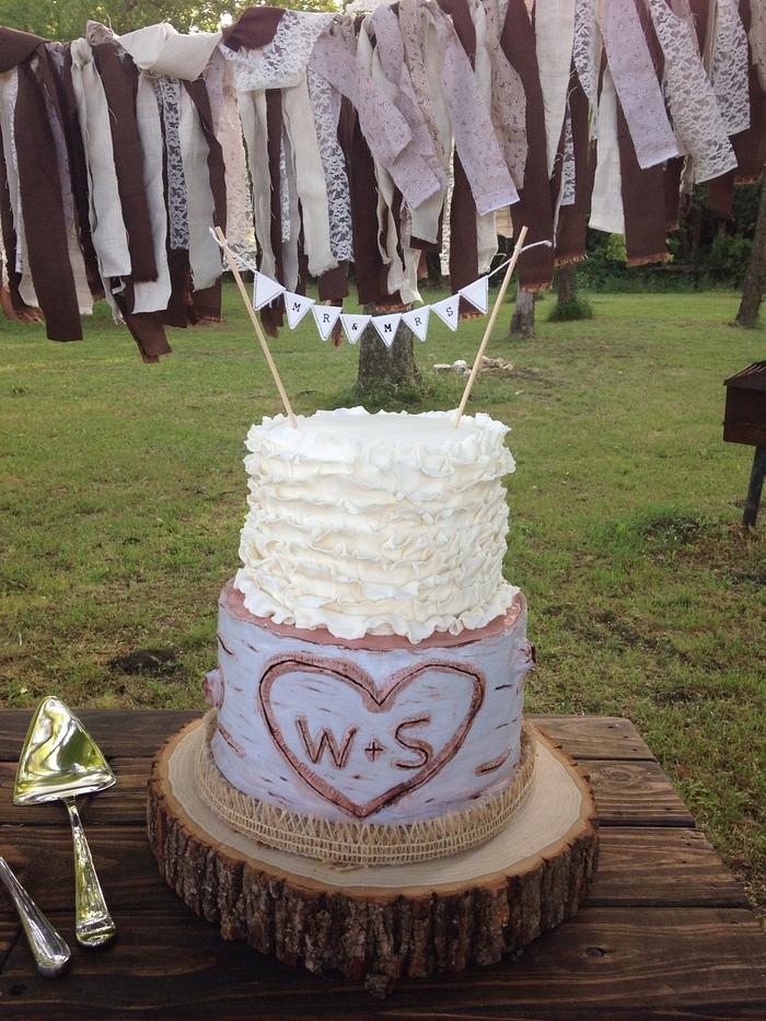 Birch wood wedding cake