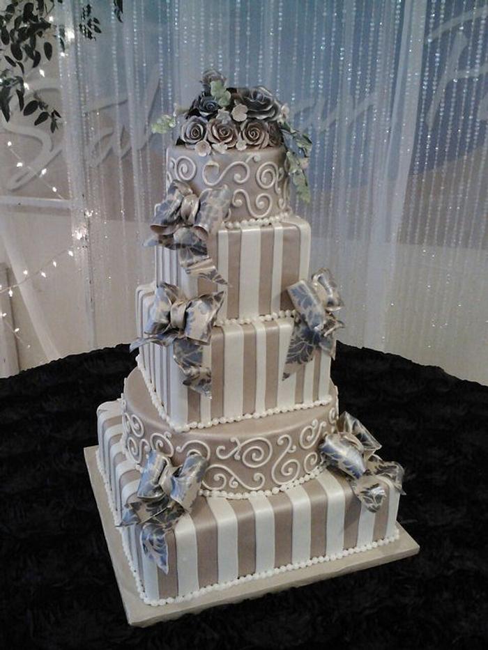 Square Plum Wedding Cake