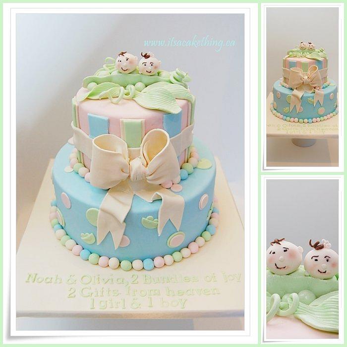 Peas in a Pod Baptism Cake