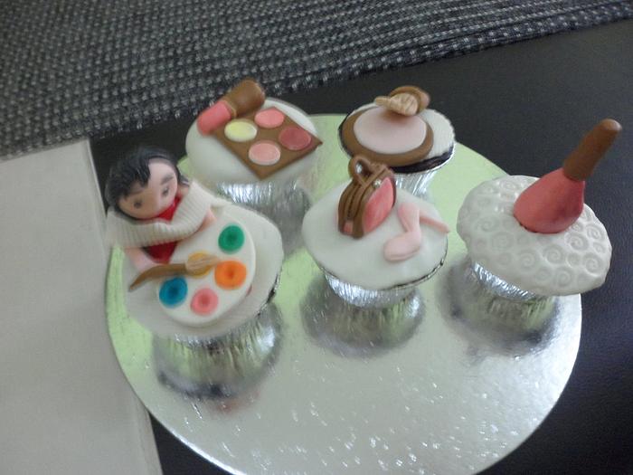 Birthday cupcakes with Makeup accessories