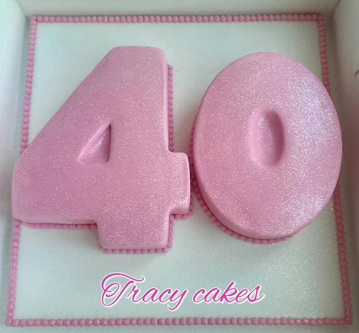 Sparkly Pink 40th Birthday cake