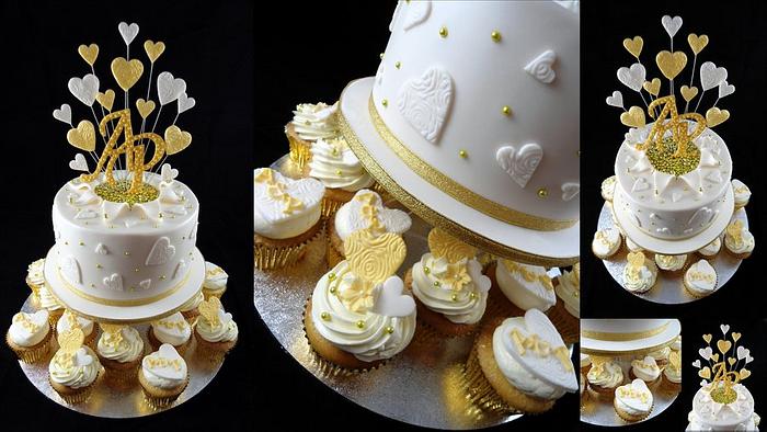 Gold themed Engagement Cupcake Tower