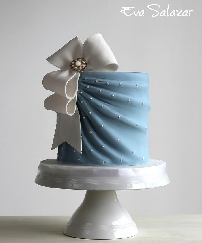 Simple Blue Bridal Shower Cake