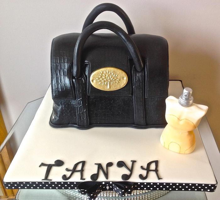 Mulberry bag and Jean Paul Gaultier Perfume cake 