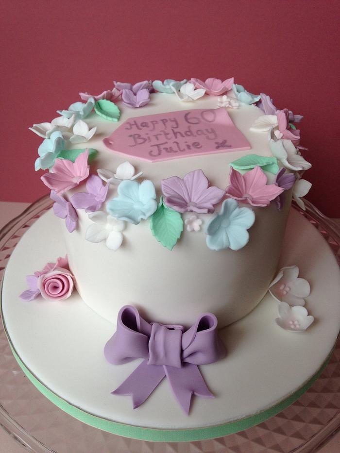 Simple 60th floral cake