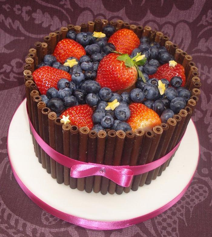 Chocolate and fresh fruit cake