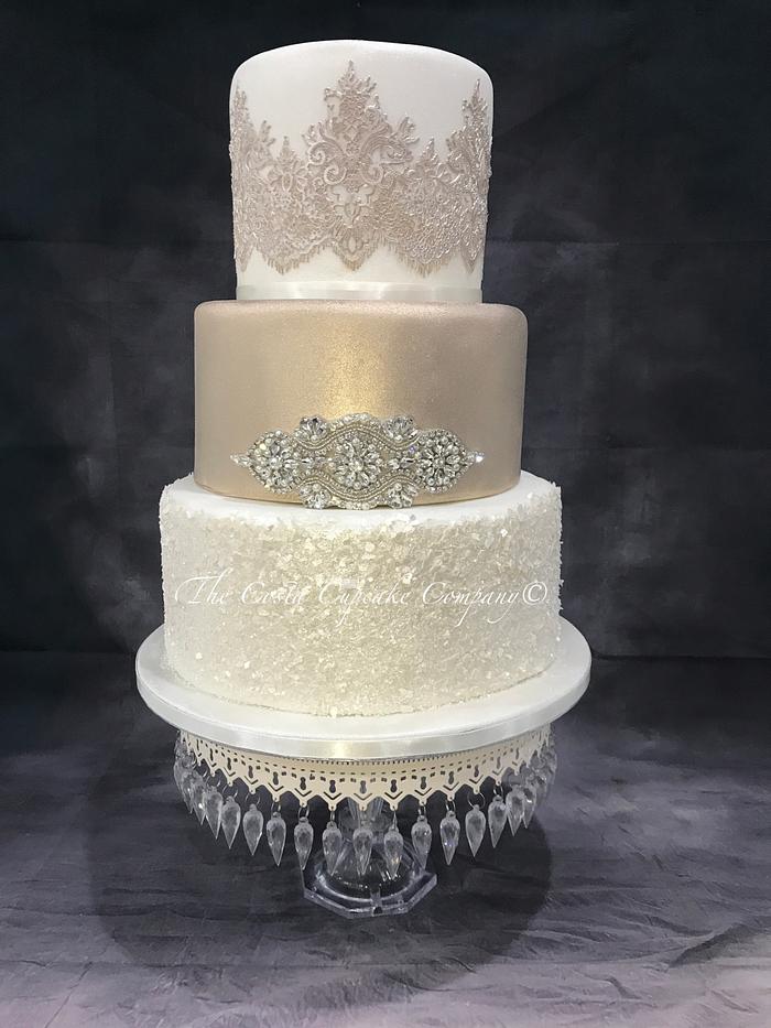 Antique Champagne wedding cake 