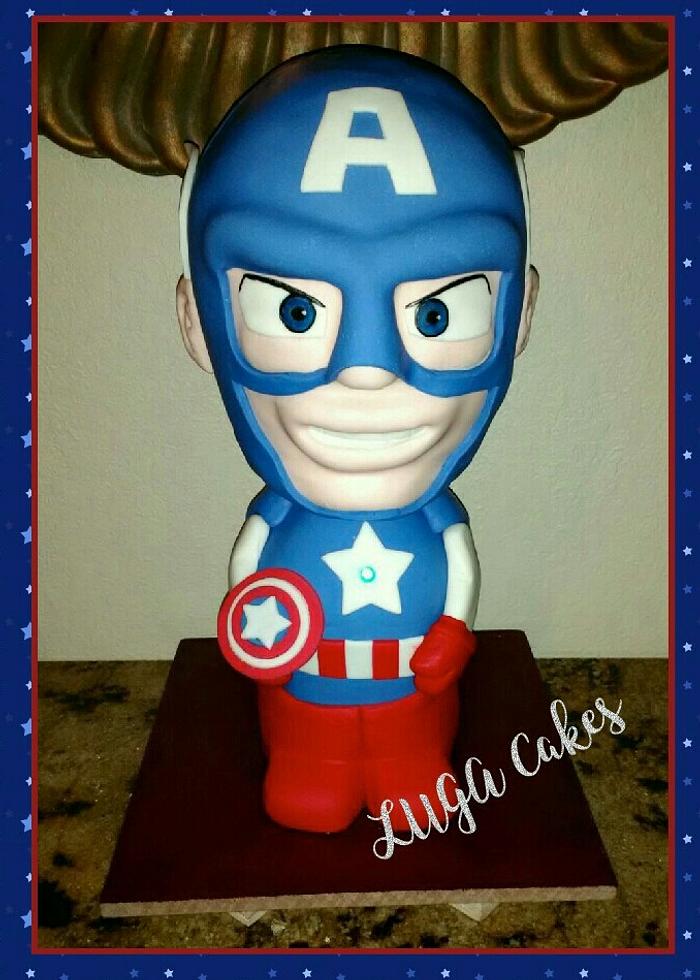 Captain America sculpted cake